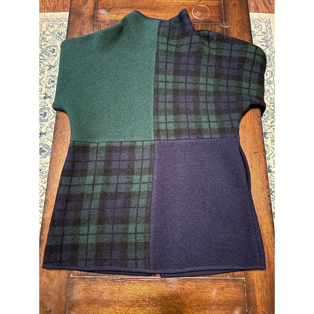 Vintage Wool Tartan Blackwatch Plaid Blanket Coat Jacket Blazer Duster Medium - Picture 6 of 8